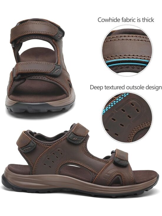 Men\'s Brown 2 Leather Athletic Sandals Sport Outdoor Hiking Sandals Open Toe main image 4